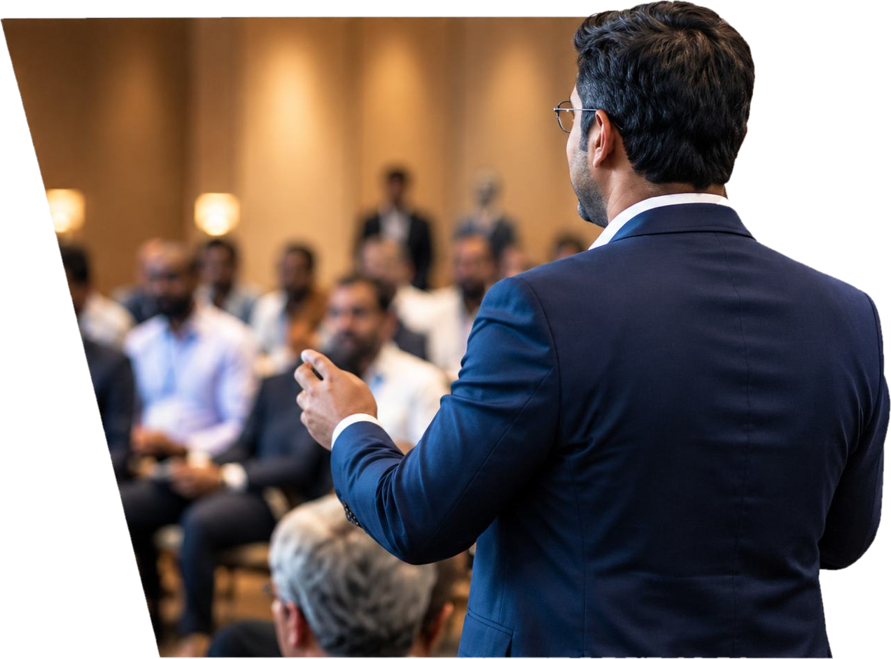 Community leader addressing an audience